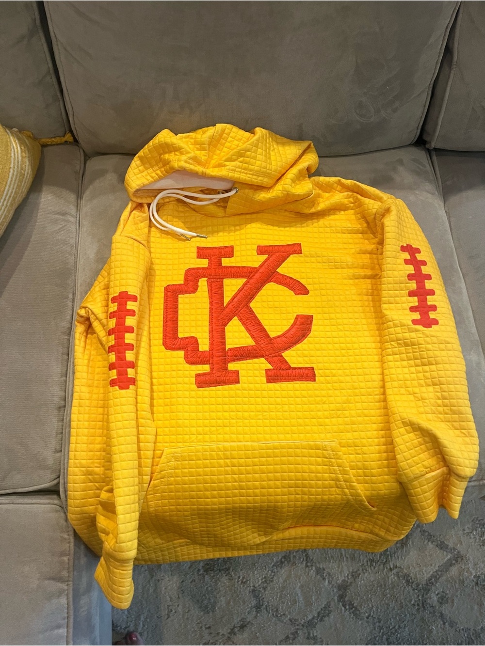 Yellow Women’s KC Chiefs Hoodie with Red Graphic Logo